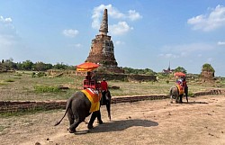 Riding an elephant in Ayutthaya